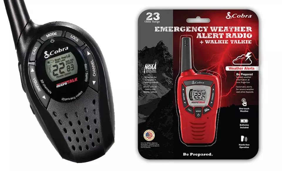 Cobra Emergency or Precharged Walkie-Talkies with NOAA Weather Alert from $19.99–$39.99. Free Returns. - Primary Image