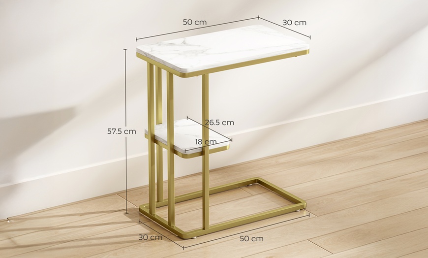 Image 8: HOMCOM C-Shaped Narrow Side Table