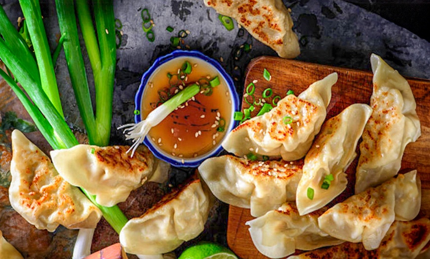 Image 1: Dumpling Feast with Spring Rolls or Buns and Drinks for 2 or 4 People