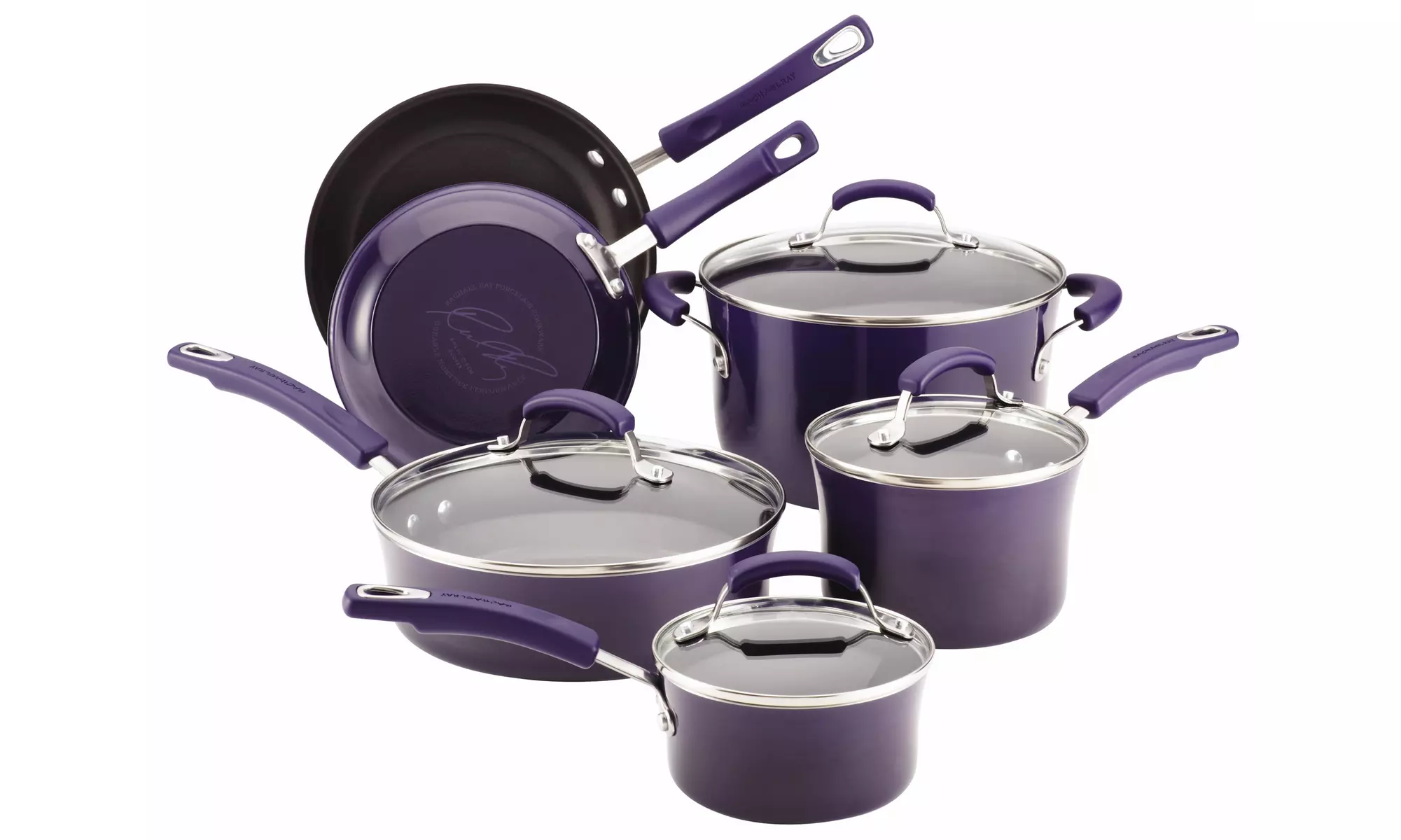 Rachael Ray Hard Enamel Nonstick Cookware Set (10-Piece) - Second Medium
