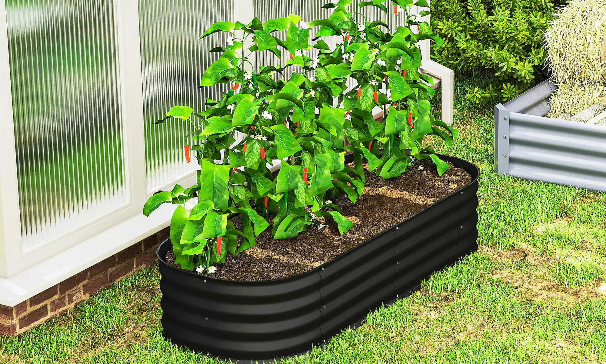 Outsunny Galvanised Steel Raised Garden Planter