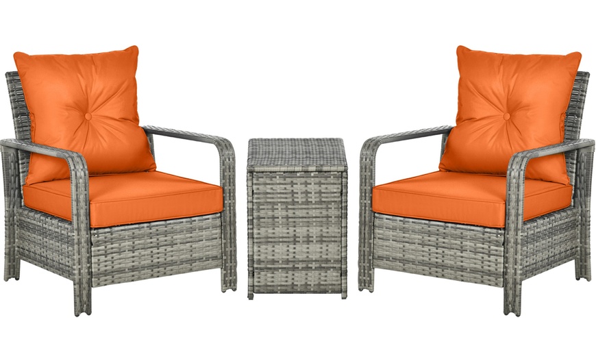 Image 15: Outsunny 3-Piece Rattan Effect Bistro Set