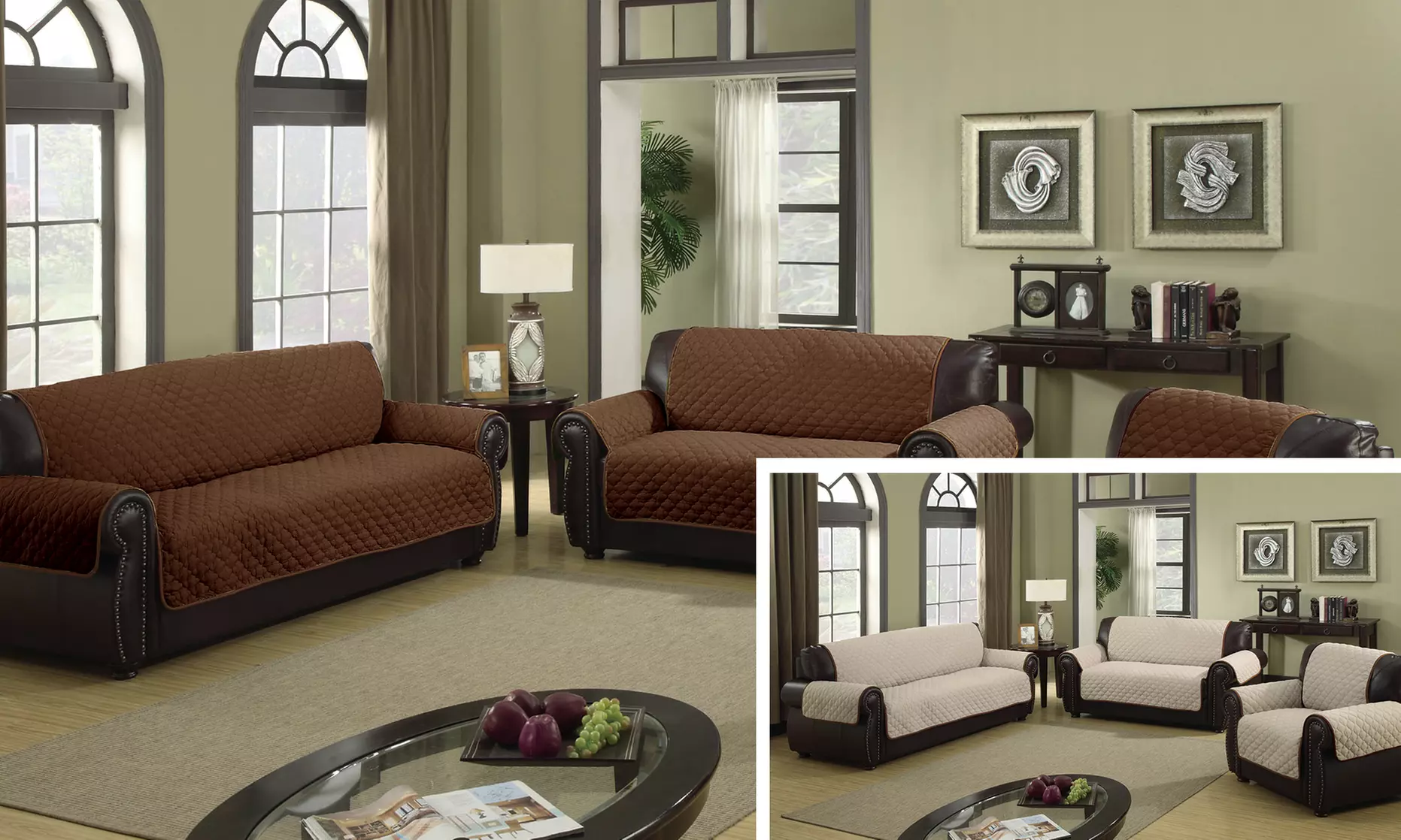 Water-Resistant Reversible Slipcover for Love Chair - Primary Image