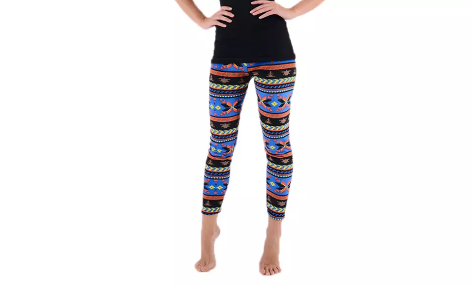 Women's Printed Sherpa-Lined Leggings - Second Medium