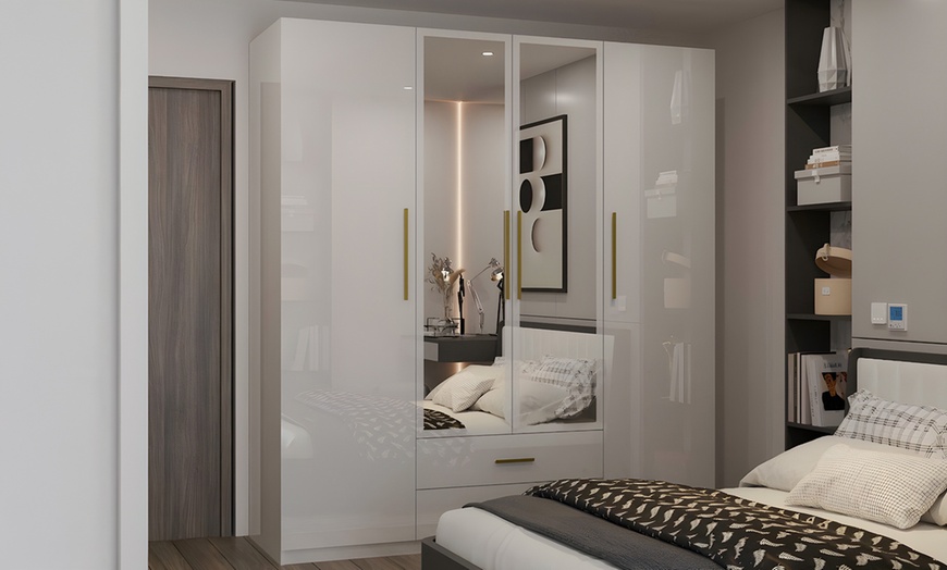 Image 7: High Gloss Wardrobe with Mirrored Door