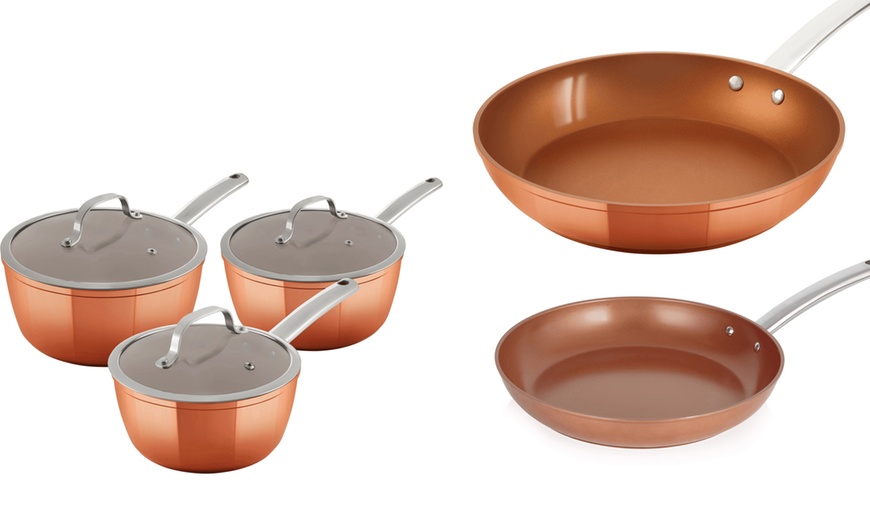 Image 1: Tower Copper 5-Piece Pan Set