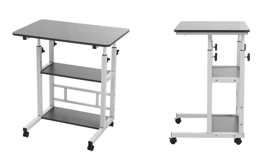 Image 11: Living And Home Height Adjustable Overbed Laptop Table 