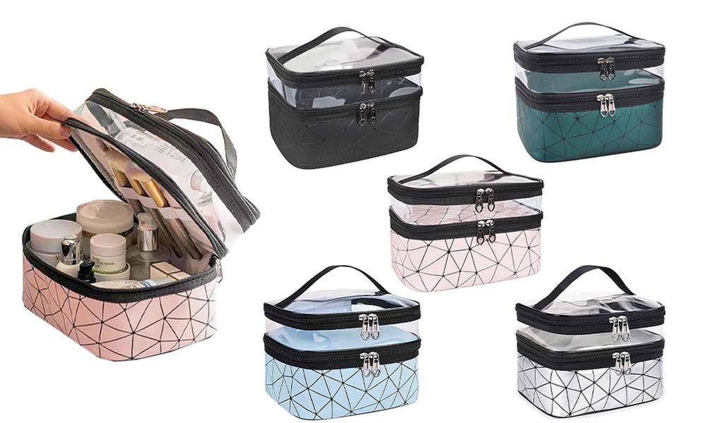 1 ou 2 trousses pour cosmétiques double compartiment