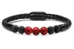 Men's Natural Healing Stone Leather Bracelet with Magnetic Closure - Second Medium