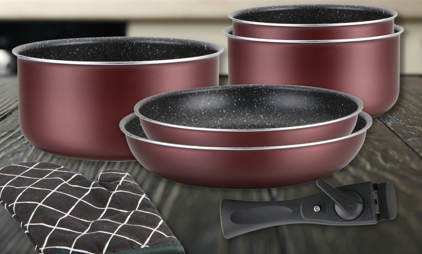 Image 1: 5-, 7-, oder 17-tlg. Herzberg Kochgeschirr-Set mit abnehmbarem Griff