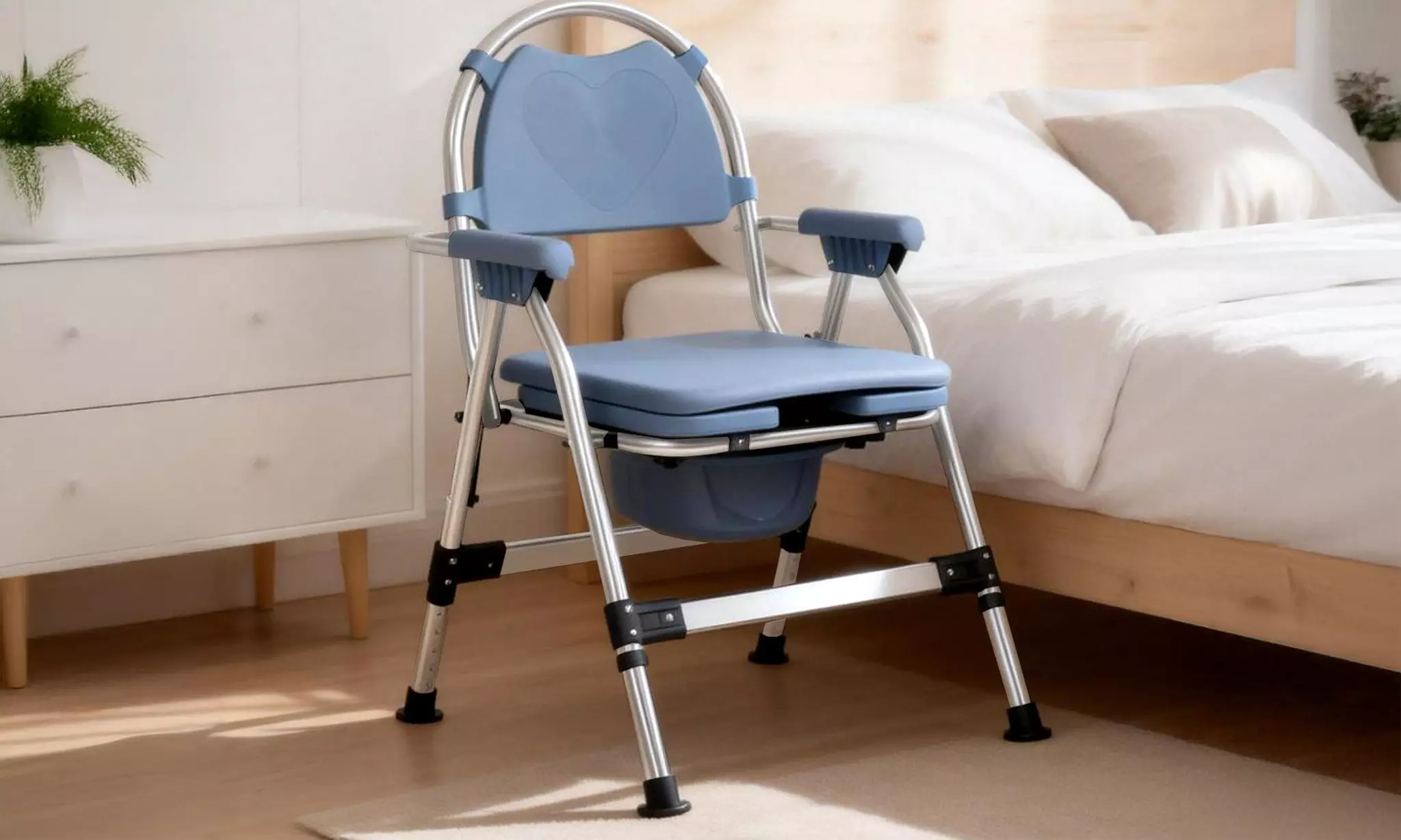 Up To 74% Off on Levede Folding Commode Chair - Adjustable Bedside ...