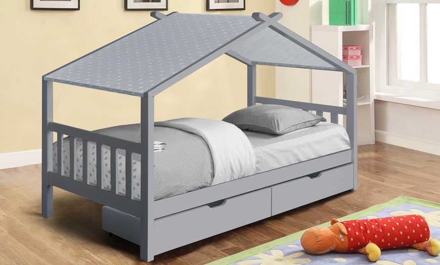 Image 3: Milverton Children's Storage House Bed with Optional Tent and Mattress