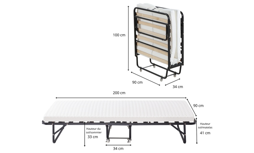 Image 6: Lit pliant 90x200 avec matelas mémoire de forme pliable Sampur