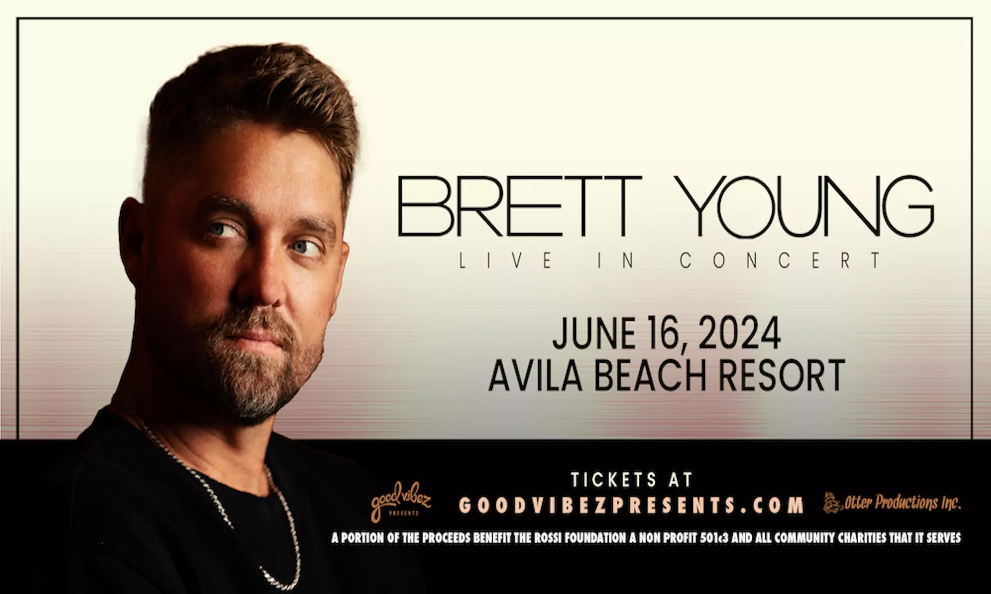 Brett Young W/ Jonathan Hutcherson & Drew Green at Avila Beach Resort on June 16 at 5 PM - Primary Image
