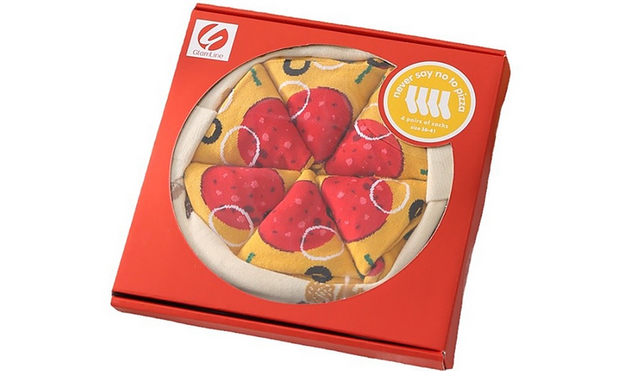 Image 5: Pair of Four Novelty Pizza Socks