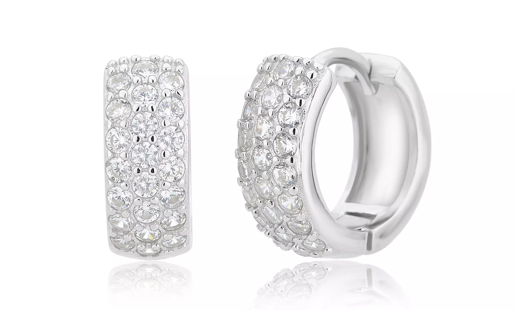 Women's Sterling Silver Cubic Zirconia Huggie Hoop Earrings by L'Artiste - Primary Image