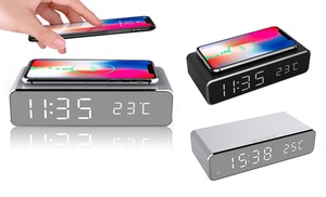 One or Two LED Alarm Clocks with Wireless Charger