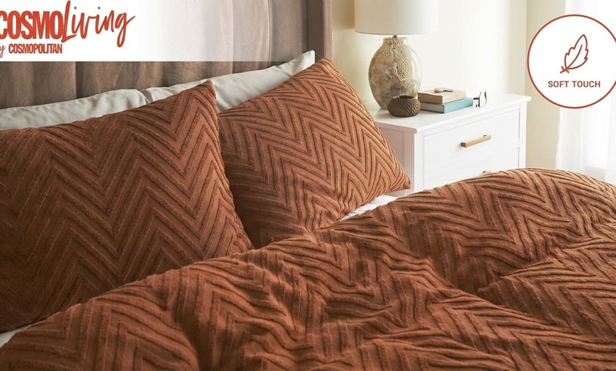 Image 3: Cosmo Living Tufted Embossed Terracotta Duvet Set