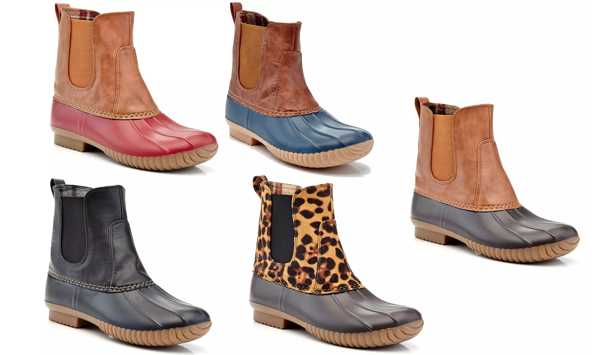 Henry Ferrera Women's Ankle-Height Elastic Solid or Printed Waterproof Pull-On Duck Boots - Primary Image
