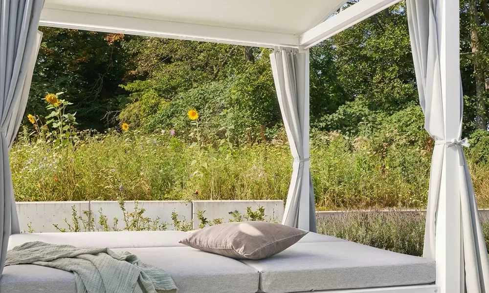 Home Deluxe Sonnenliege Lyon, 208x188 cm, in weiß/grau für den Außenbereich