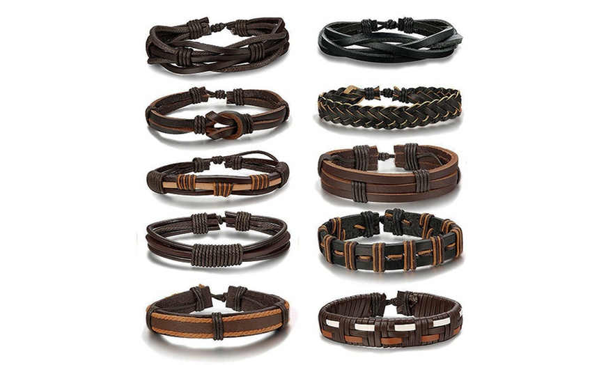 Image 5: 10-Piece Men's Braided Bracelet