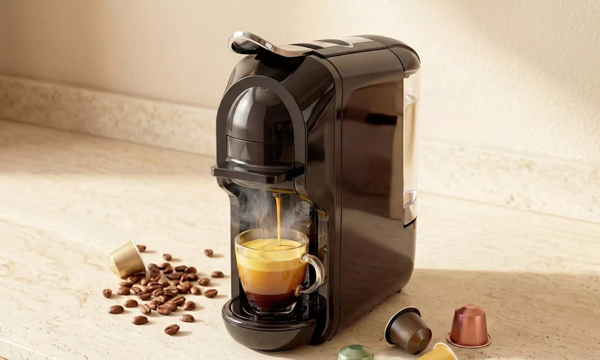 HOMCOM 19 Bar 1450W Capsule and Ground Coffee Maker in Black