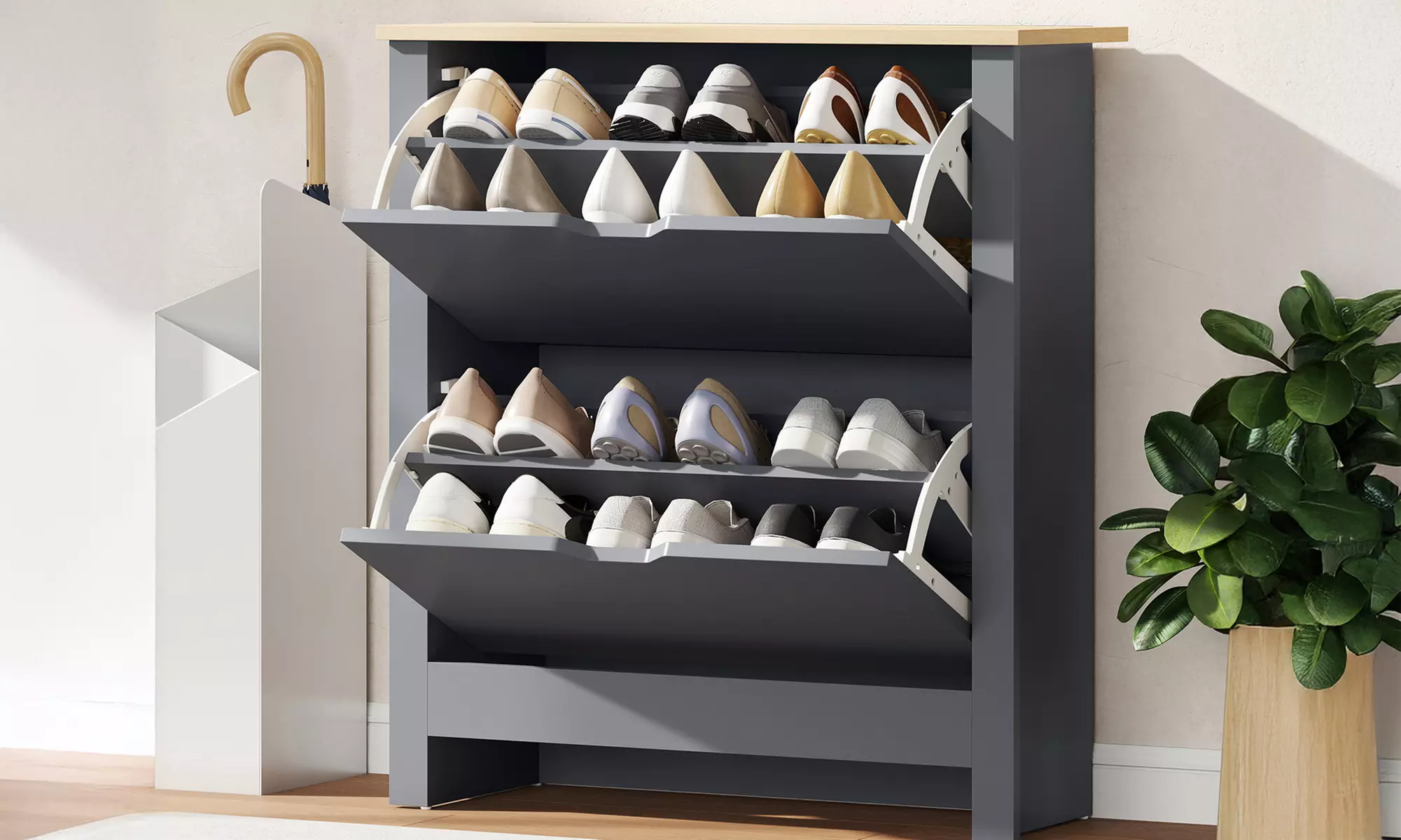 HomCom 12-Pair Shoe Storage Cabinet