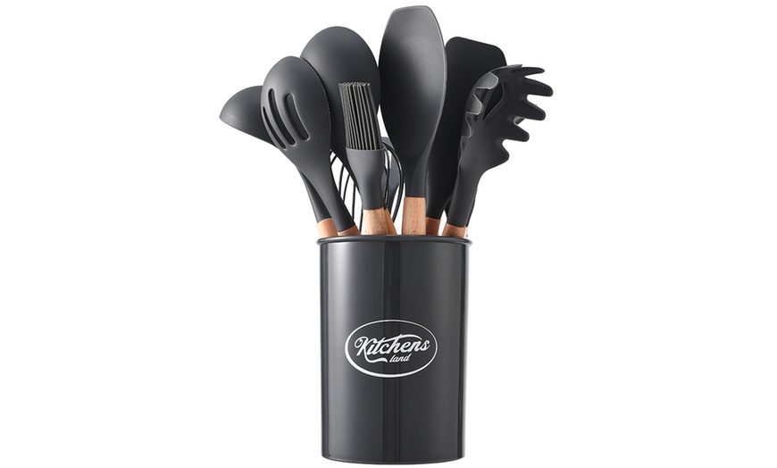 Image 4: Living And Home 11-Piece Silicone Kitchen Utensil Set
