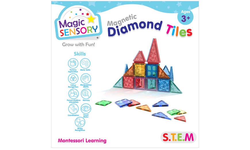 Image 3: Magnetic Diamond Tiles 60 Piece Set