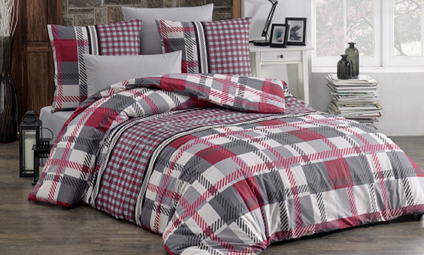 Image 3: Elegante set di biancheria da letto in cotone con motivo geometrico