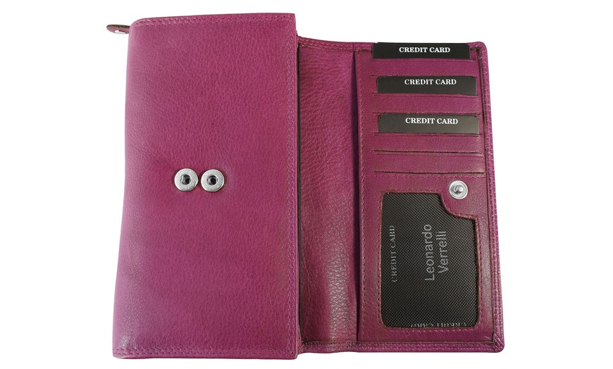 Image 42: Cartera de piel genuina para mujer Leonardo Verrelli