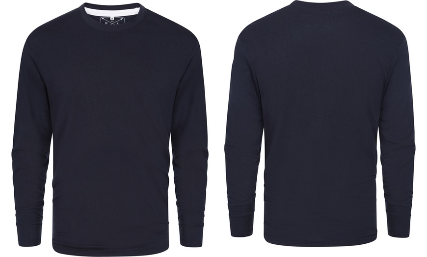 Image 10: Pack of Three Blu Apparel Long-Sleeved Crew Neck T-Shirts