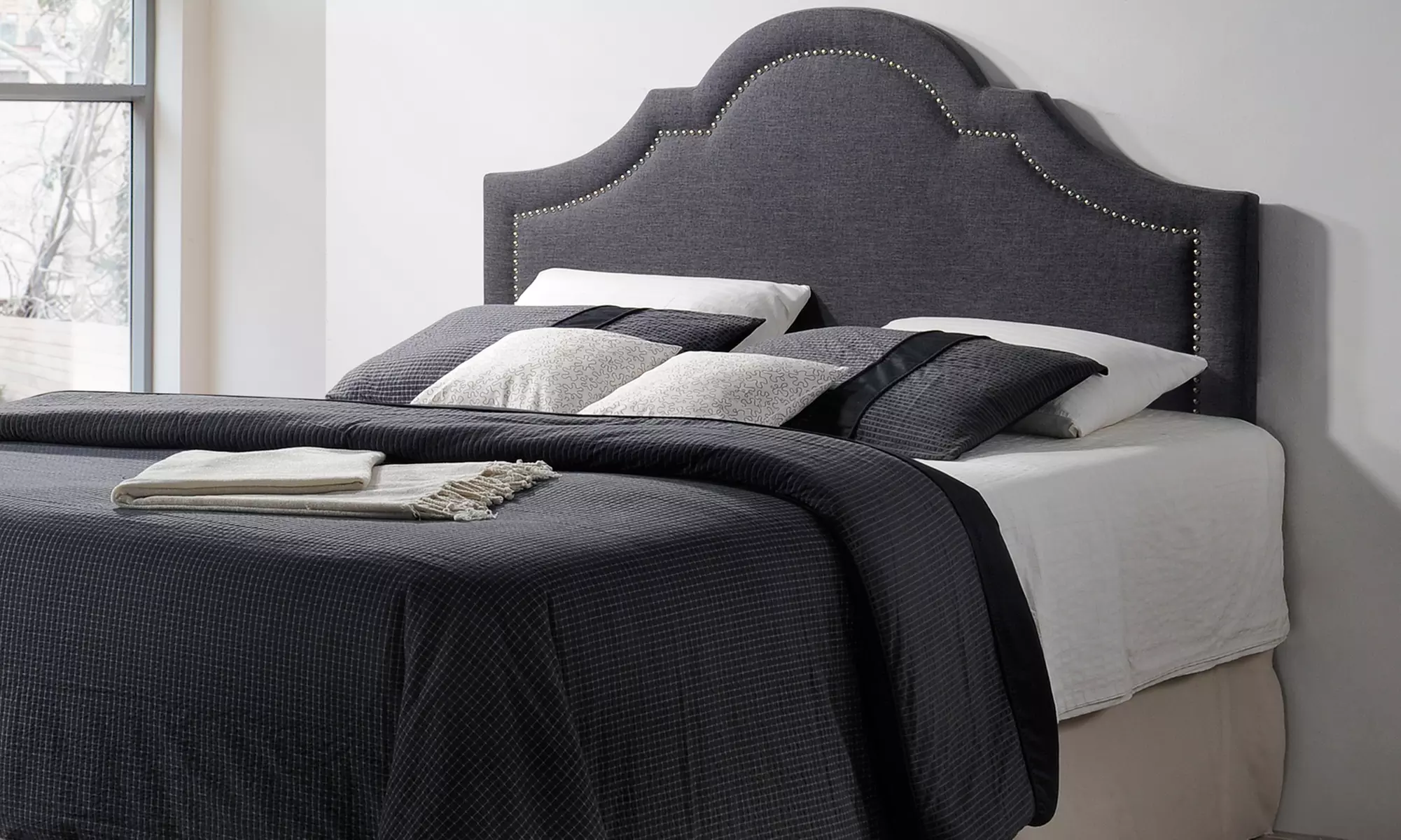 Rita Contemporary Fabric Upholstered Headboard - Primary Image
