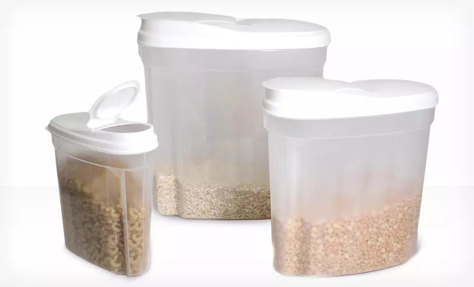 $9.99 for a Home Collections Plastic Three-Piece Cereal and Dry-Food Container Set ($16.99 List Price). Free Returns. - Primary Image