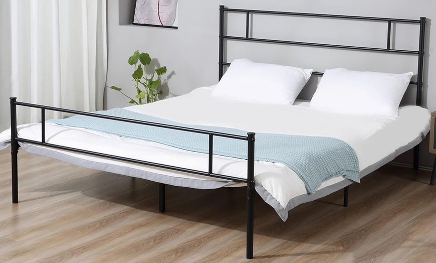 Image 8: HomCom Double Metal Bed Frame