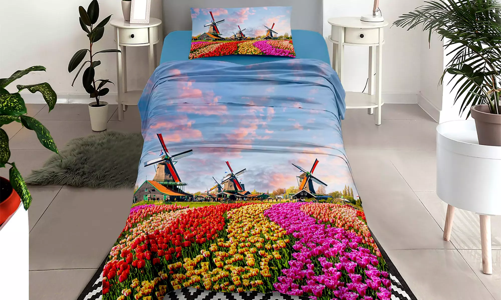 Completo lenzuola in cotone con stampa digitale