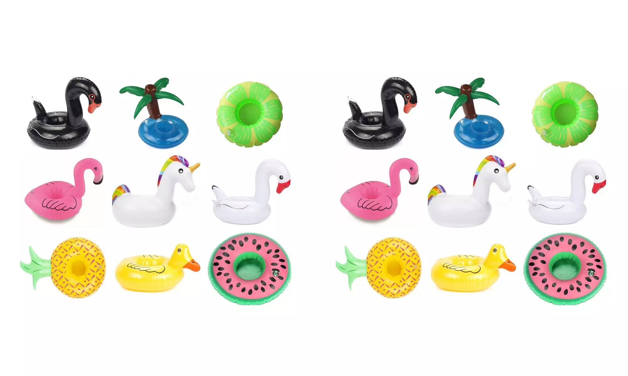1 o 2 juegos de 9 sujetavasos hinchables para piscinas con formas veraniegas - Second Medium