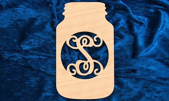 Natural or Painted 12"x8" Custom Monogrammed Wooden Mason Jar Sign from aMonogram Art (50% Off) - Primary Image