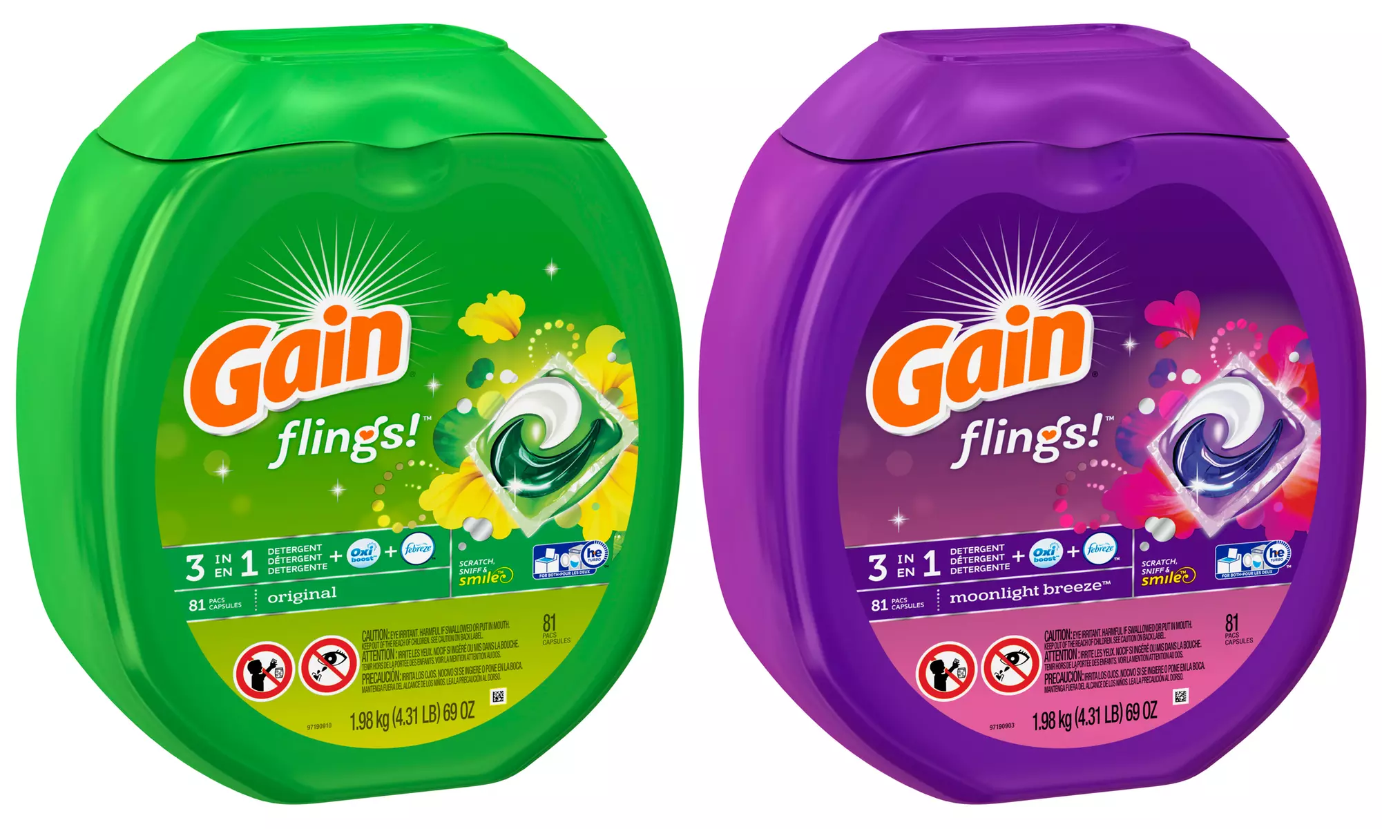 Gain Flings 3-in-1 Laundry-Detergent Pacs; 81ct. - Primary Image