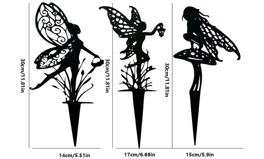 Image 9: 1 o 3 decorazioni da giardino in metallo raffiguranti una fata