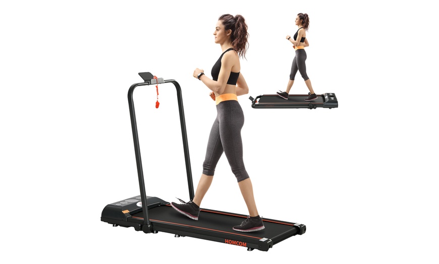 Image 2: HomCom Foldable Walking Pad and Treadmill, with LED Display