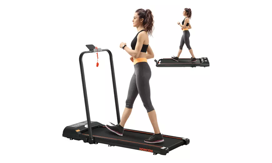 Image 2: HomCom Foldable Walking Pad and Treadmill, with LED Display