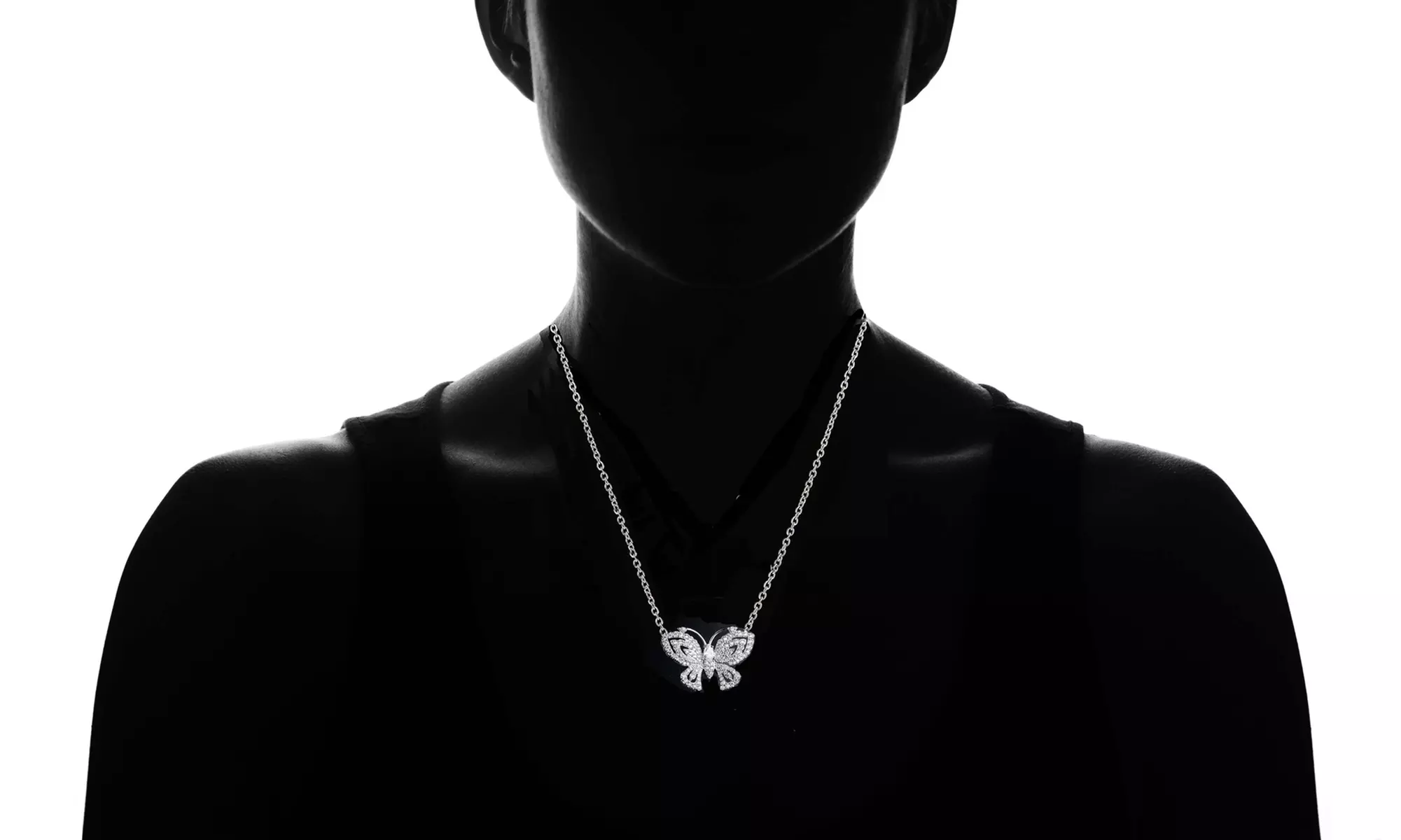Adjustable Crystal Butterfly Necklace Made With Crystals From Swarovski