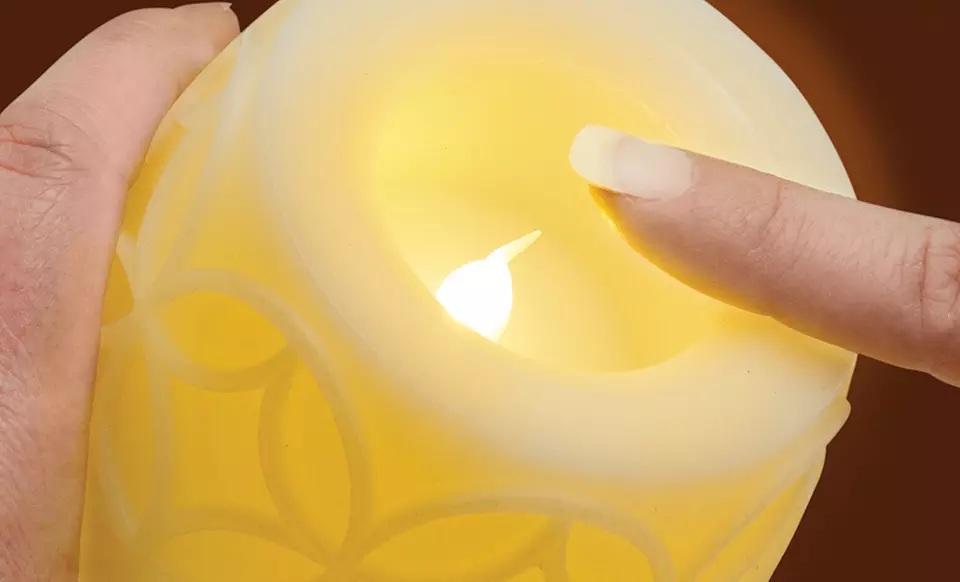 Order Home Collection 3-Piece Embossed Flameless Candle Set - Second Medium