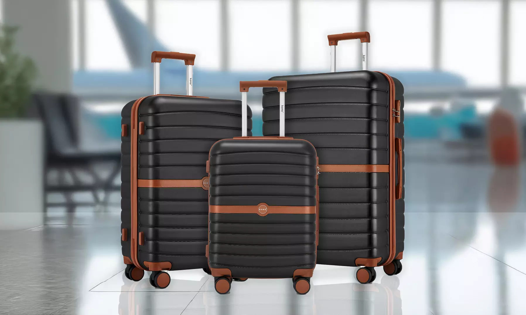 Valise ou set 3 valises en ABS et PC avec design rayé Kono