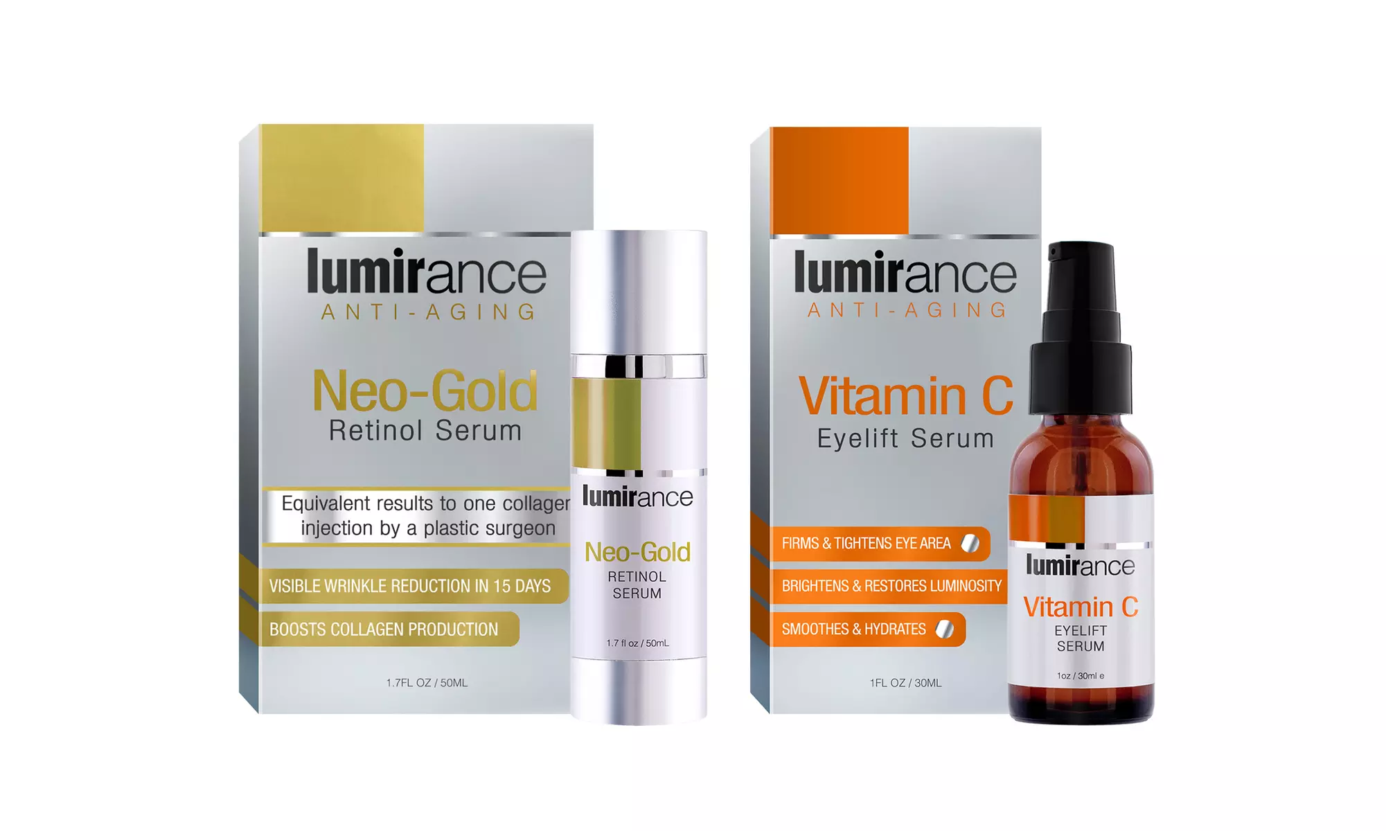 Lumirance Anti-Aging Kit with Neo-Gold Retinol Serum and Vitamin C Serum - Primary Image