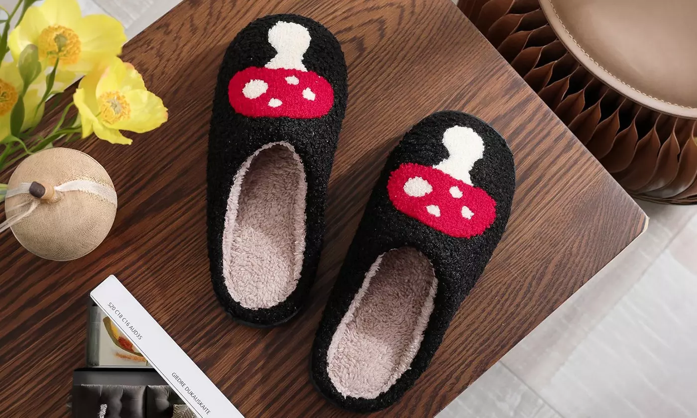 Mushroom Slippers For Women Men Warm Cozy Plush Fuzzy House Slippers