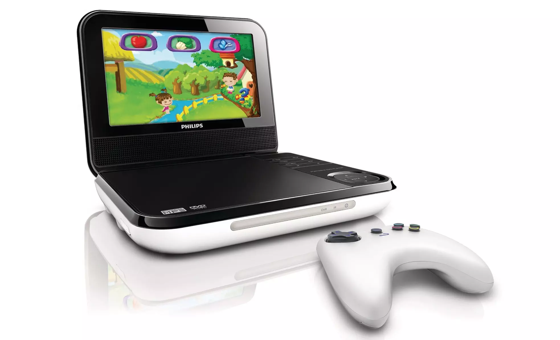 Philips 7" Portable DVD Player with Wireless Game Pad (PD703/37).  - Primary Image