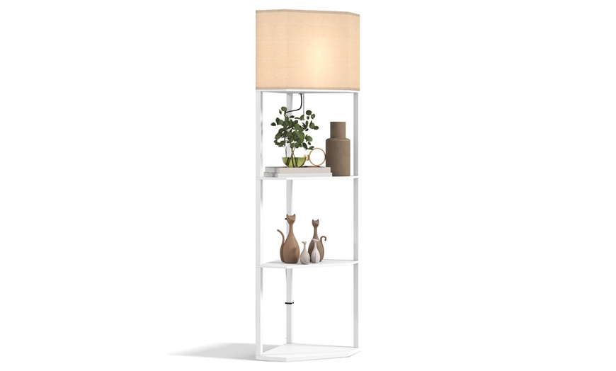 Image 14: HOMCOM Corner Floor Lamp with Shelves