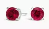 Paris Jewelry 24k White Gold Plated 2 Cttw Ruby Round Stud Earrings